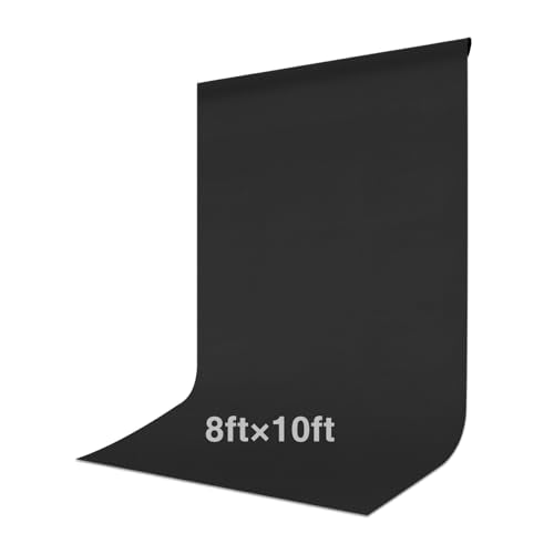 Black Backdrop Curtain 8x10ft (WxH), Black Photo Backdrop for Photography Polyester Collapsible Background Screen for Portrait, Product Video, Pet, Photoshoot, Birthday, Party - color: Black, size: 8x10 FT