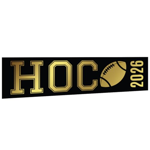 Andaz Press Large Homecoming Decorations 2026, Homecoming Banner with Football Design, Black & Gold HOCO Sign Banner with Adhesive Dots, High School Game Day HOCO Decorations 2026, 13x48 Inch - color: Black & Gold HOCO Football Banner