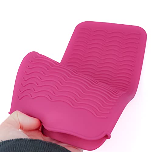 1Pack Silicone Heat Resistant Mat Pouch for Hair Straightener, Curling Iron, Flat Iron and Hot Hair Tools Pink - color: Pink, size: 1 Pack