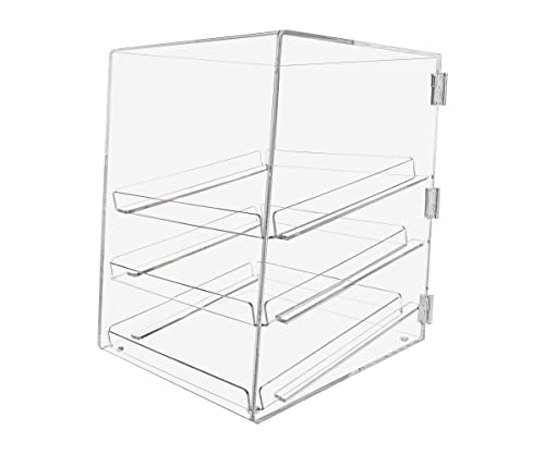 Marketing Holders 3 Tray Bakery Display Case Commercial Pastry Bin 12.75" x 16.75" for Baked Goods with 3 Removable Trays Clear Acrylic Countertop Storage - size: Pastry Cabinet 3 Tray