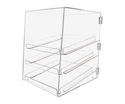 Marketing Holders 3 Tray Bakery Display Case Commercial Pastry Bin 12.75" x 16.75" for Baked Goods with 3 Removable Trays Clear Acrylic Countertop Storage - size: Pastry Cabinet 3 Tray