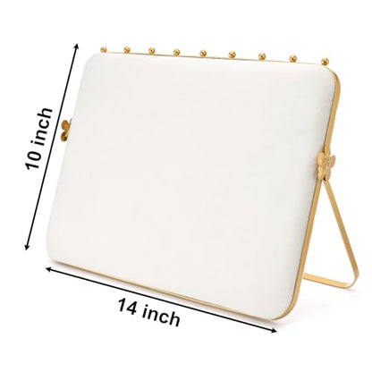 Elsjoy Velvet Necklace Display Stand, Beige & Gold Necklace Jewelry Showcase Holder, Metal Hanging Necklace Organizer Large Necklace Display for Vendors