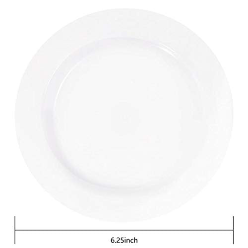 bUCLA 100Pieces White Plastic Plates - 6.25inch Disposable Plastic Appetizer/Small Cake/Salad/Dessert Plates Premium Hard, Ideal for Weddings& Parties - color: 6.25Inch-100pcs-White