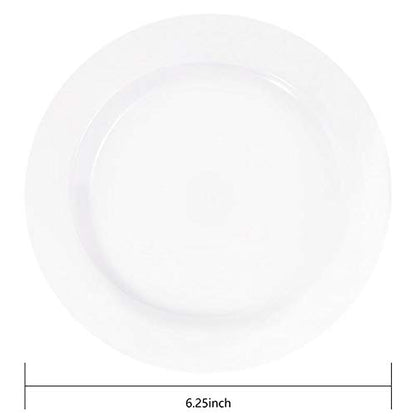 bUCLA 100Pieces White Plastic Plates - 6.25inch Disposable Plastic Appetizer/Small Cake/Salad/Dessert Plates Premium Hard, Ideal for Weddings& Parties - color: 6.25Inch-100pcs-White