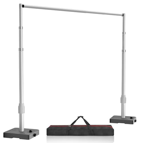 EMART 10x10ft Backdrop Stand Heavy Duty Kit with Water Tank Base, Pipe and Drape Adjustable Photo Backdrop Stand for Wedding, Party, Baby Shower, Christmas, Birthday Decorations-Silver - color: Silver