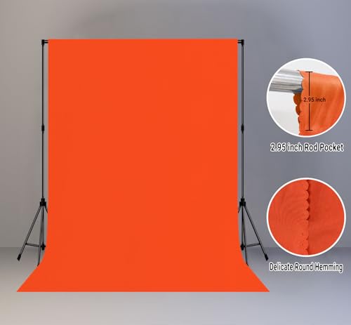 5x7FT Orange Screen Backdrop for Photography Solid Color Photoshoot Background High Density Portrait Screen Studio Art Props - color: Orange, size: 5x7ft