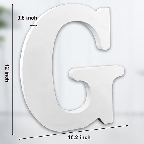 AOCEAN 12 Inch White Big Wood Letters Unfinished Wooden Letters for Wall Decor Decorative Standing Letters Slices Sign Board Decoration for Craft Home Party Projects (G) - color: G