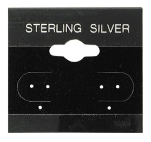 The Display Guys 100-pc Earring Cards for Selling - Jewelry Hanging Earring Display Cards, Earring Holder Cards (Black Flocked Velvet w/Sterling Silver Label, 1.5 x 1.5) Fit 3 Pairs - color: Black Velvet Sterling Label, size: 1.5" X 1.5"