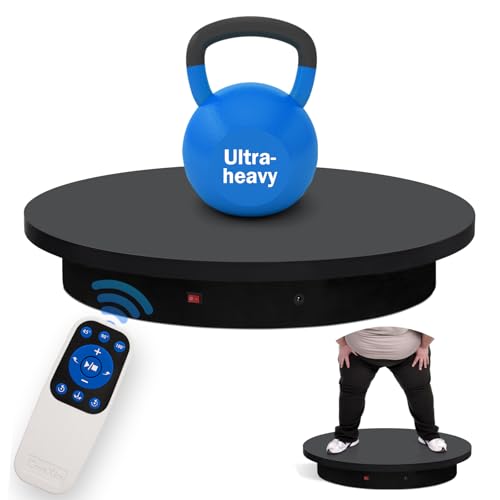 23.6In Remote Large Motorized electric turntable Rotating platform Photography Turntable Motorized lazy susan Base giratoria para for Photography,3D Scanner,Heavy duty display(Load Range:220~500lbs) - size: 23.6inch/Black/500Lbs Load
