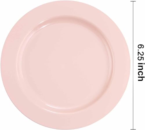 bUCLA 100Pieces Pink Plastic Dessert Plates - 6.25 inch Pink Disposable Dessert/Appetizer/Small Cake Plates for Wedding, Party & Mother's Day - color: 6.25Inch-100pcs-Pink