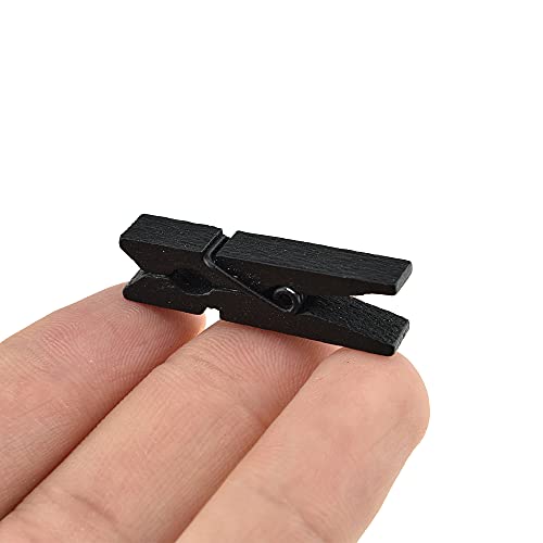 HAHIYO Black Wooden Clothes Pins Clothespins Small Do NOT Fall Apart 1.38 inches Length 50 Pack Sturdy Strong Springs No Rust No Discoloration for Laundry Bathroom DIY Craft Photos Food Opened Bags - size: Black 1.38 inches 50 Pack