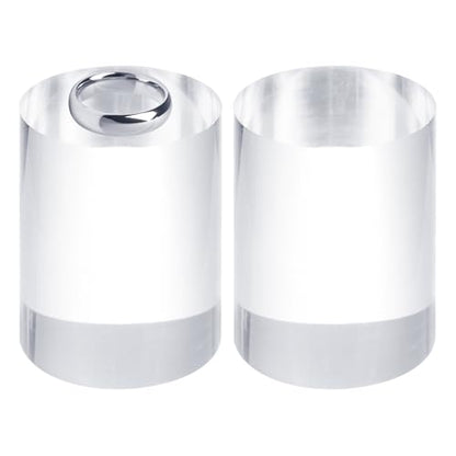uxcell 2pcs Acrylic Cylinder Display Blocks, 60 x 80 mm/2.4" x 3.1" Clear Jewelry Display Base Polished Cube Riser Stand Display Holder Base for Ring Jewelry Cosmetics Crafts - size: 60 x 80mm