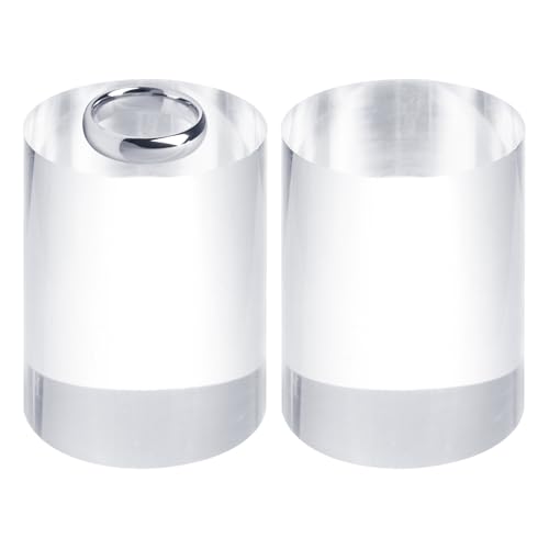 uxcell 2pcs Acrylic Cylinder Display Blocks, 60 x 80 mm/2.4" x 3.1" Clear Jewelry Display Base Polished Cube Riser Stand Display Holder Base for Ring Jewelry Cosmetics Crafts - size: 60 x 80mm