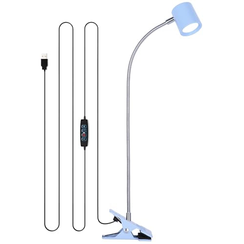 Dott Arts Desk Lamp,USB Clip On Light with 3 Color Modes,LED 10 Levels Brightness Reading Lamp, 360°Gooseneck Book Light,Eye-Care Reading Light for Home Office,Headboards Blue - color: Blue