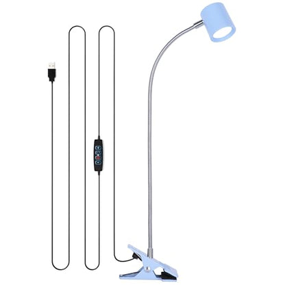 Dott Arts Desk Lamp,USB Clip On Light with 3 Color Modes,LED 10 Levels Brightness Reading Lamp, 360°Gooseneck Book Light,Eye-Care Reading Light for Home Office,Headboards Blue - color: Blue