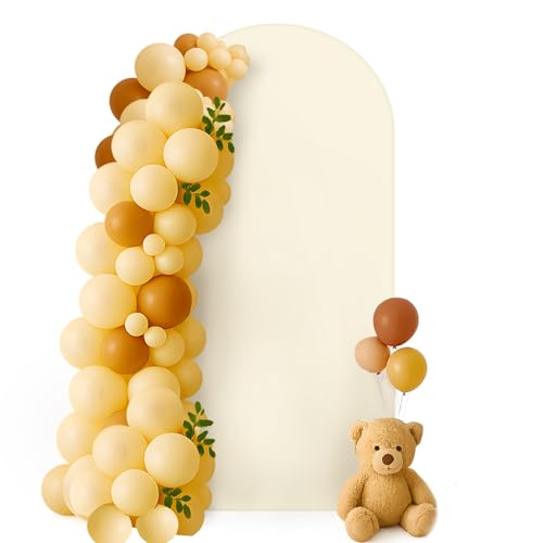 HEMMOTOP 6.6ft Beige Arch Backdrop Cover (No Arch Stand), Spandex Arch Covers Stretchy Backdrop for Balloon Arches, Wedding, Birthday Party, Baby Shower, Banquet Arch Decoratio - color: Beige, size: 6.6x3.3 Ft (Hxw)