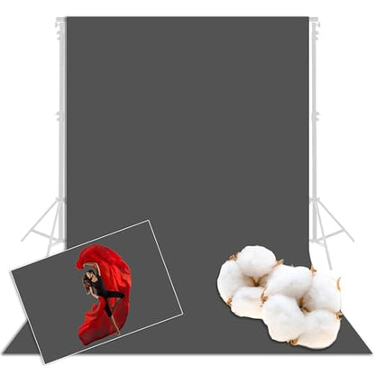 Prism 100% Cotton Extra Thick Professional Photography Backdrop 9x18 ft Gray, Brushed for Low Light Reflectance and Bleed Through, Sustainable Organic Cotton Muslin with No Microplastic Shedding - color: Gray 9x18ft