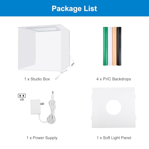 Portable Photo Studio Light Box, Photo Light Box, 16"x16"x16" Professional Dimmable Shooting Tent Kit with CRI >97 150 LED Lights 5700k 3600lm 4 Backdrops for Small Product Photography - size: 16*16*16 inch
