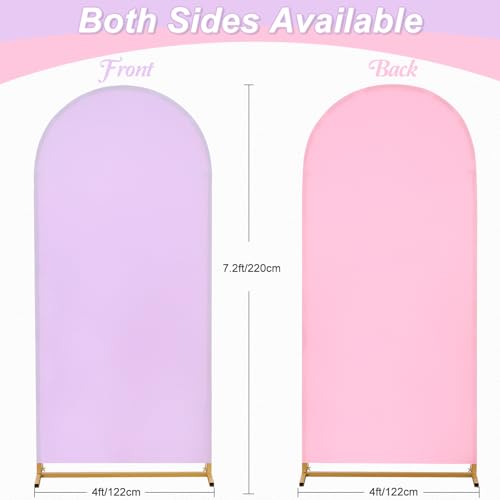 Arch Cover 7.2ft Double-Sided Arch Backdrop Cover Spandex Wedding Arch Stand Cover for Party Birthday Baby Shower Bridal Gender Reveal Boy or Girl Decoration(Double Color,Pink&Purple) - color: Pink+Purple, size: 4ftx7.2ft