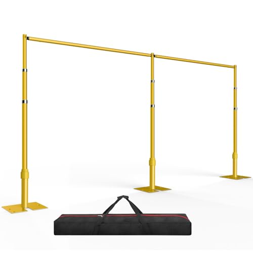 EMART Backdrop Stand Heavy Duty 8.9ftx20ft, Adjustable Pipe and Drape Photo Background Support Kit, Metal Frame with Flat Base for Wedding Birthday Party Banquet Decorations-Gold - color: Gold, size: 12x20FT