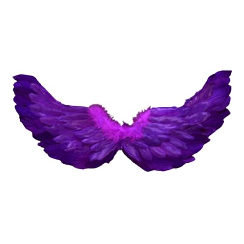 Fairy Wings Angel Feather Wings with Elastic Straps Costume Cosplay Photography Props Halloween Supplies - color: Purple, size: 23.62"X7.87"