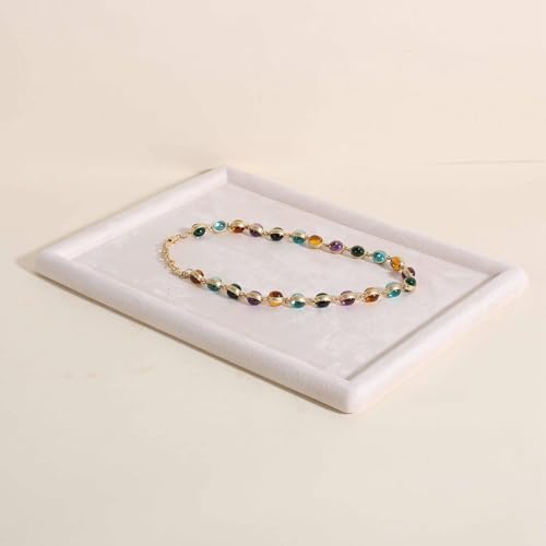 Gemehou velvet Jewerly display tray, Top Microfiber Jewelry storage organizer plate, Empty Jewelry showcase tray for Necklace Bracelet Ring Earring Watch (Cream-Medium, 11.8 x 8.7 in) - color: Cream, size: Medium