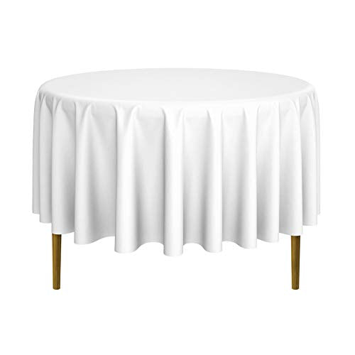 Lann's Linens - 90" Round Premium Tablecloth for Wedding/Banquet/Restaurant - Polyester Fabric Table Cloth - White - color: White, size: 90" (Round)