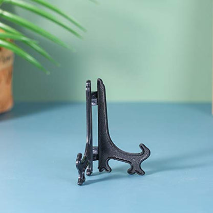 Artliving 4 Inch Black 12pcs/Set Plastic Easels Plate Display Stands Picture Frame Stand Holder - color: Black, size: 4 inch (12 pack)