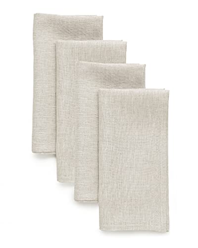 Solino Home Linen Cloth Napkins Set of 4-100% Pure Linen Light Natural Dinner Napkins 20 x 20 Inch for Spring, Summer - Athena, Handcrafted and Machine Washable - color: 01: Light Natural, size: 20" x 20" (Set of 4)