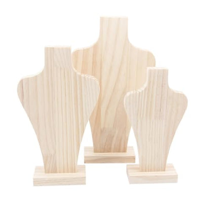 Wooden Bust Necklace Display Stands Chain Holder Jewellery Stand Mannequin for Women Hanging Pendants Chains Natural Wood Jewellery Stand Necklace Organiser Boutiques Exhibition