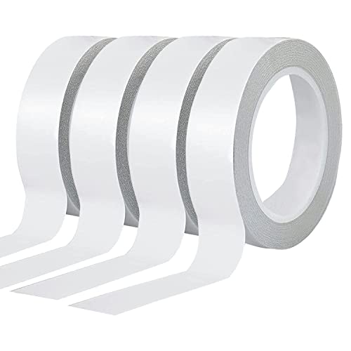 Thin Double Sided Tape for Craft,Card Making,Gift,Scrapbooking and Office School Stationery Supplies,Tear-by-Hand, Paper Backing (4Rolls,1 Inch x 32 Yards Per Roll) - size: 1 inch
