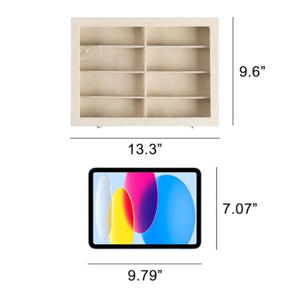 Frebeauty Sunglass Organizer,Velvet Glasses Organizer,8-Slot Sunglasses Tray with Clear Lid,Men's/Women's Sunglasses Box,Sunglass Case,13.3 x 9.6 x 2.2 Inches,Eyeglass/Eyewear Display Tray(Beige) - color: Beige, style: With Lid
