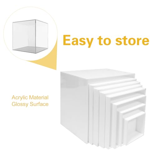 8 Pack Acrylic Risers for Display - Decorative Display Risers - White Acrylic Cubes with Hollow Bottoms