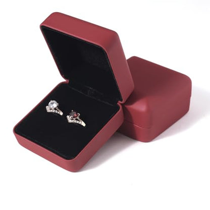 Velvet Ring Gift Box, Small Jewelry Earring Studs Holder Case for Wedding Day, Proposal, Engagement, Anniversary, Ring Display Storage Box for Women Girl (Red S) - color: Red S