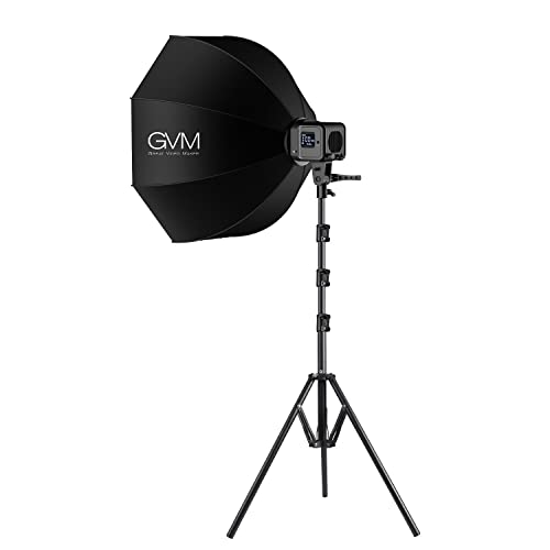 GVM SD80S 80W COB Video Light Kit, 5600K Continuous Lighting for Photography with Bowens Mount Softbox&Stand, 8 Lighting Effects Support AC Adapter & NP Series Battery - color: softbox lighting kit