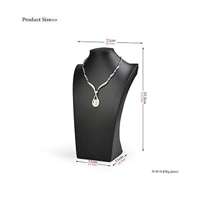 Oirlv Leather Necklace Display Stand Black Jewelry Mannequin H13.2inch - size: H13.39"