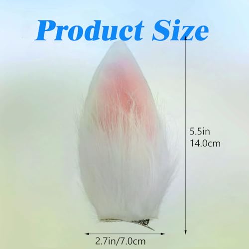 2pc Women Bunny Rabbit Ear for Easter Halloween Cosplay Costume Prop Hair Accessories s (White, Onesize)