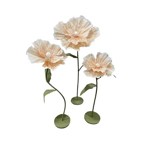 Giant Flowers For Backdrop 5.58ft Huge EVA Artificial Flowers, Wedding Decorations For Reception Artificial Spring Flowers Outdoor Party Decor Shop Window Flower Display Home Decor (3P*Champagne) - color: 3p*champagne
