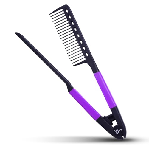 Herstyler Hair Straightening Comb - Straightener Comb for Flat Iron - Makes Styling Easy - Get Straight Hair in Minutes (Purple) - color: Purple