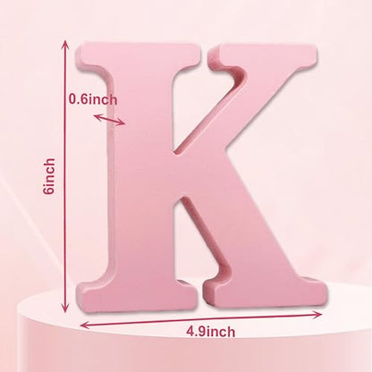 AOCEAN 6 Inch Pink Wood Letters Unfinished Wooden Letters for Wall MAGA Decorative Standing Letters Slices Sign Board for Crafts Christmas Decoration Home Party Projects (K) - style: K