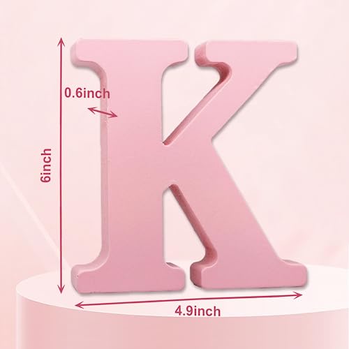 AOCEAN 6 Inch Pink Wood Letters Unfinished Wooden Letters for Wall MAGA Decorative Standing Letters Slices Sign Board for Crafts Christmas Decoration Home Party Projects (K) - style: K