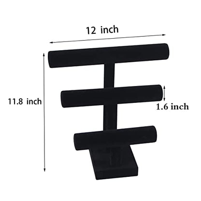 T Bar Bracelet Display Stand,Bracelet Organizer Holder,Jewelry Display Stand, Necklace Bangle Scrunchie Watch Organizer (Black, 3 tier)