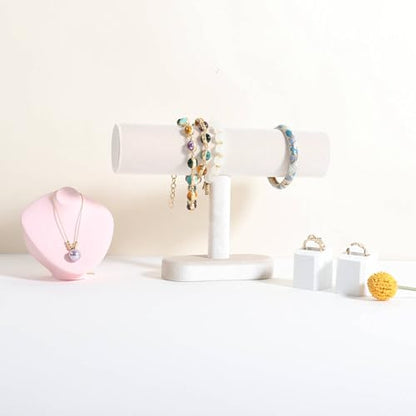 Bracelet T Bar Display for Selling, Wahtch Stand Jewelry Display, Velvet Bangle Holder Organizer【Beige】 - color: Beige