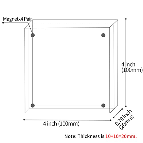 Sezanrpt Acrylic 4x4 Square Picture Frame, Magnetic Acrylic Picture Frames for 4x4 or 3x3 Pictures Display, Clear Double Sided Thick Picture Frames, Photo Frames Desktop Display - size: 4'' x 4''