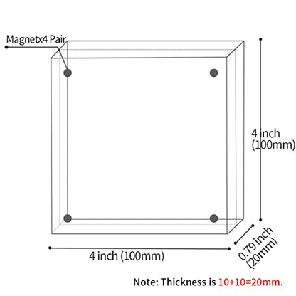 Sezanrpt Acrylic 4x4 Square Picture Frame, Magnetic Acrylic Picture Frames for 4x4 or 3x3 Pictures Display, Clear Double Sided Thick Picture Frames, Photo Frames Desktop Display - size: 4'' x 4''