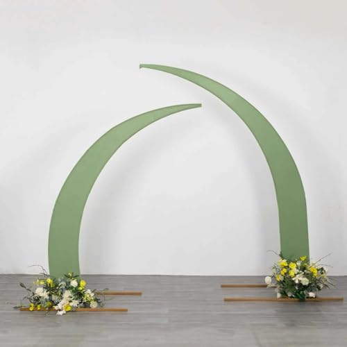 Efavormart 2 Pack Sage Green Spandex Half Crescent Moon Arch Covers, Double-Sided Fabric Backdrop Sleeves for 6.5ft and 8ft Curved Stand Decor - color: Sage Green, size: Cover Set - 6.5ft & 8ft