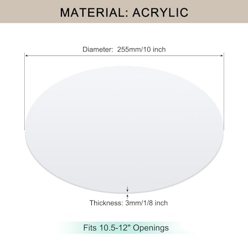 Lampshade Diffuser, 10" Diameter Round Diffuser Lamp Shade for Drum Style Lampshades Pendants Softening Light, DIY Light Fits 10.5-12" Openings, Frosted White Acrylic - size: 10 Inch