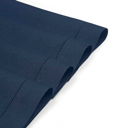 D'Moksha Homes Linen Placemats Set of 4 - Classic Hemstitch Navy Blue Placemats 14 x 19 Inch - 100% Pure Linen Table Mats for Spring - Handcrafted and Machine Washable - color: 02 - Navy Blue