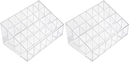 Transparent Cosmetic Makeup Organizer Clear 24 Lattices Lipsticks Cosmetic Lotion Makeup Organizer Storage Display Holder Stand (Pack of 2) - size: 5.75x3.75x1.75 Inch (Pack of 2)
