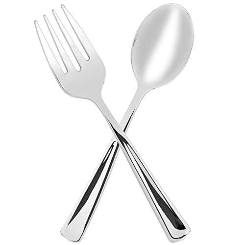 Plasticpro Disposable Plastic Silver Serving Utensils 6 Serving Forks & 6 Serving Spoons Durable Heavy Duty Premium Serving Utensils Silver 6 Sets - color: Silver
